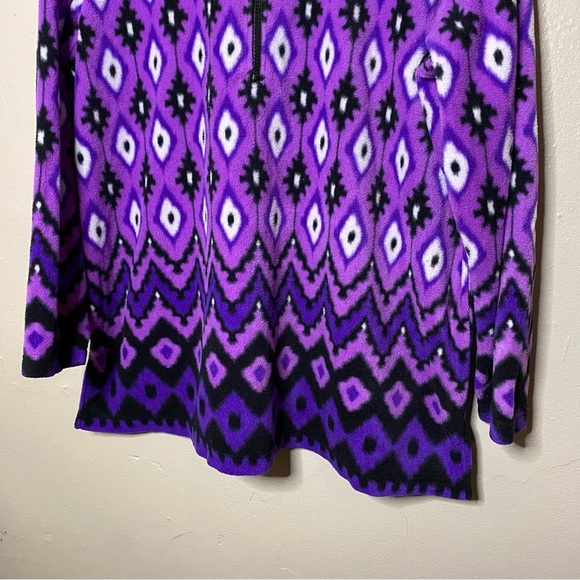 Bob Mackie Wearable Art Purple Fleece Aztec Style Quarter Zip Sweater Size XL - Picture 5 of 8